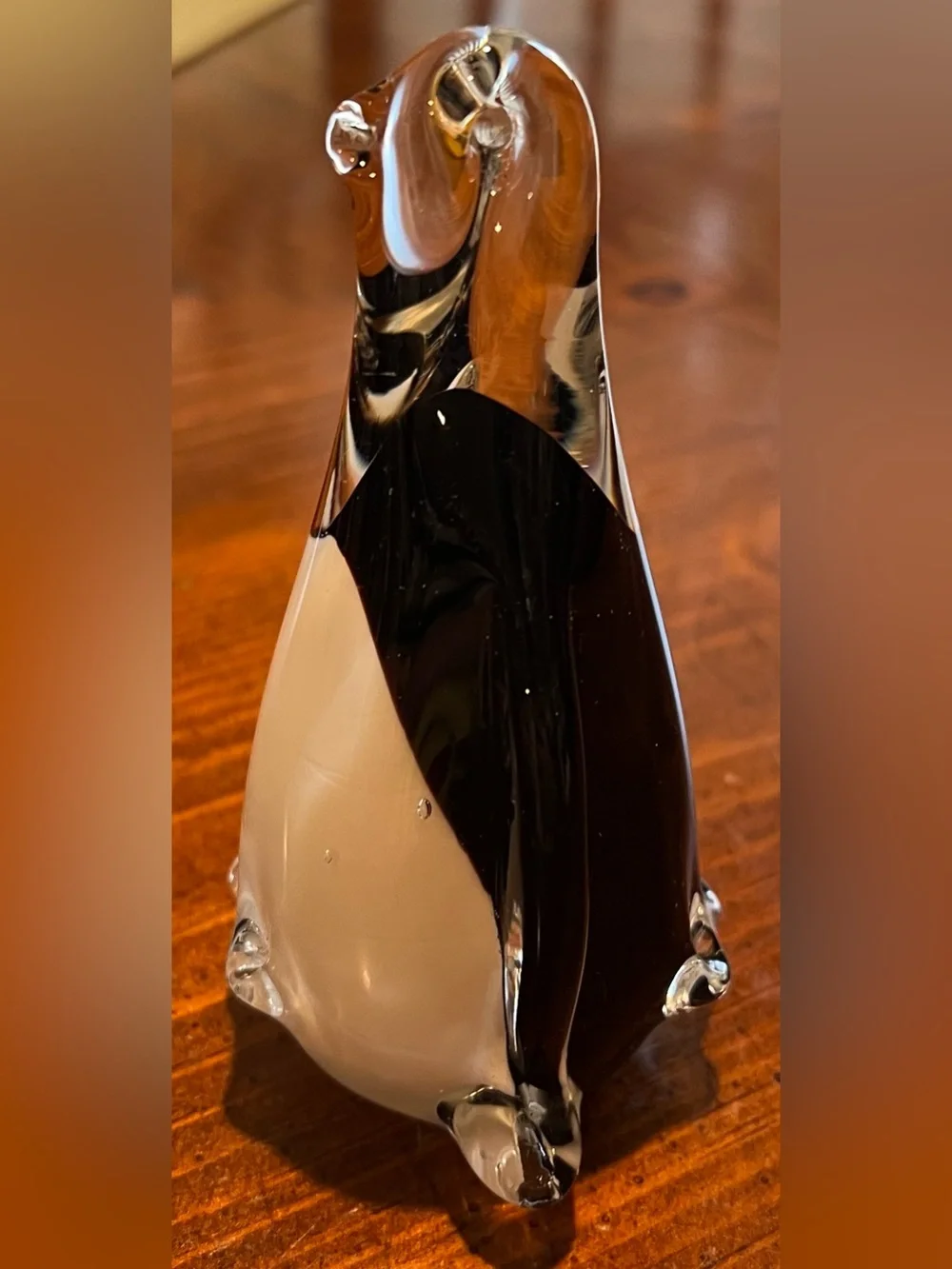 VTG Pier 1 Art Glass Penguin Paper Weight Hand Blown 5 Inches Tall Bird Figurine